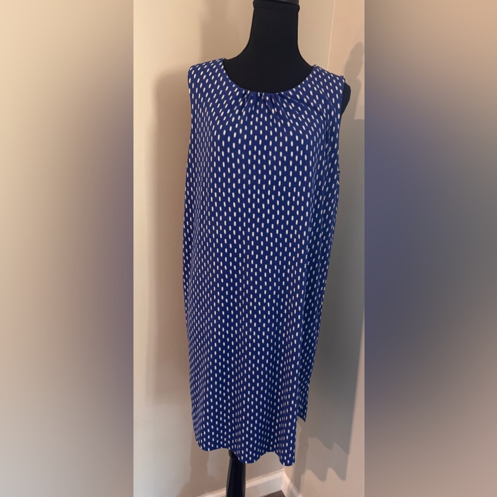 Ann Taylor Navy & White Pencil dress size large | work wear essential |Preppy|